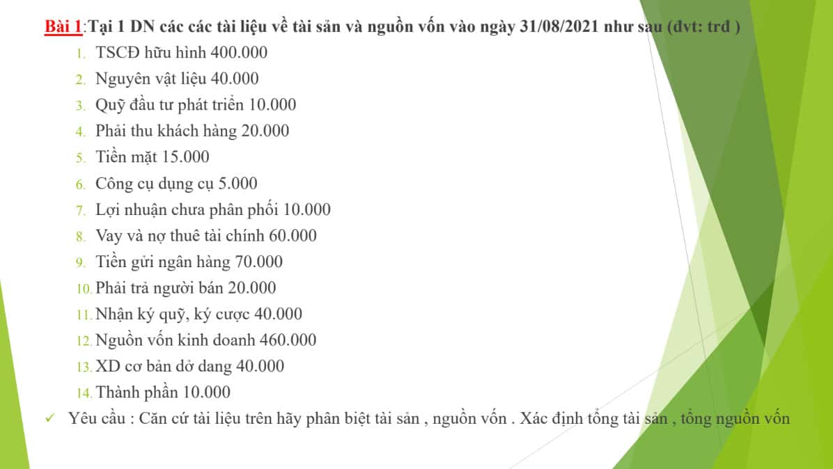bài tập kế toán