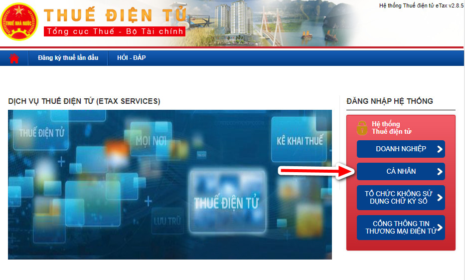 Bước 2 Chọn cá nhân để tra cứu mã số thuế cá nhân