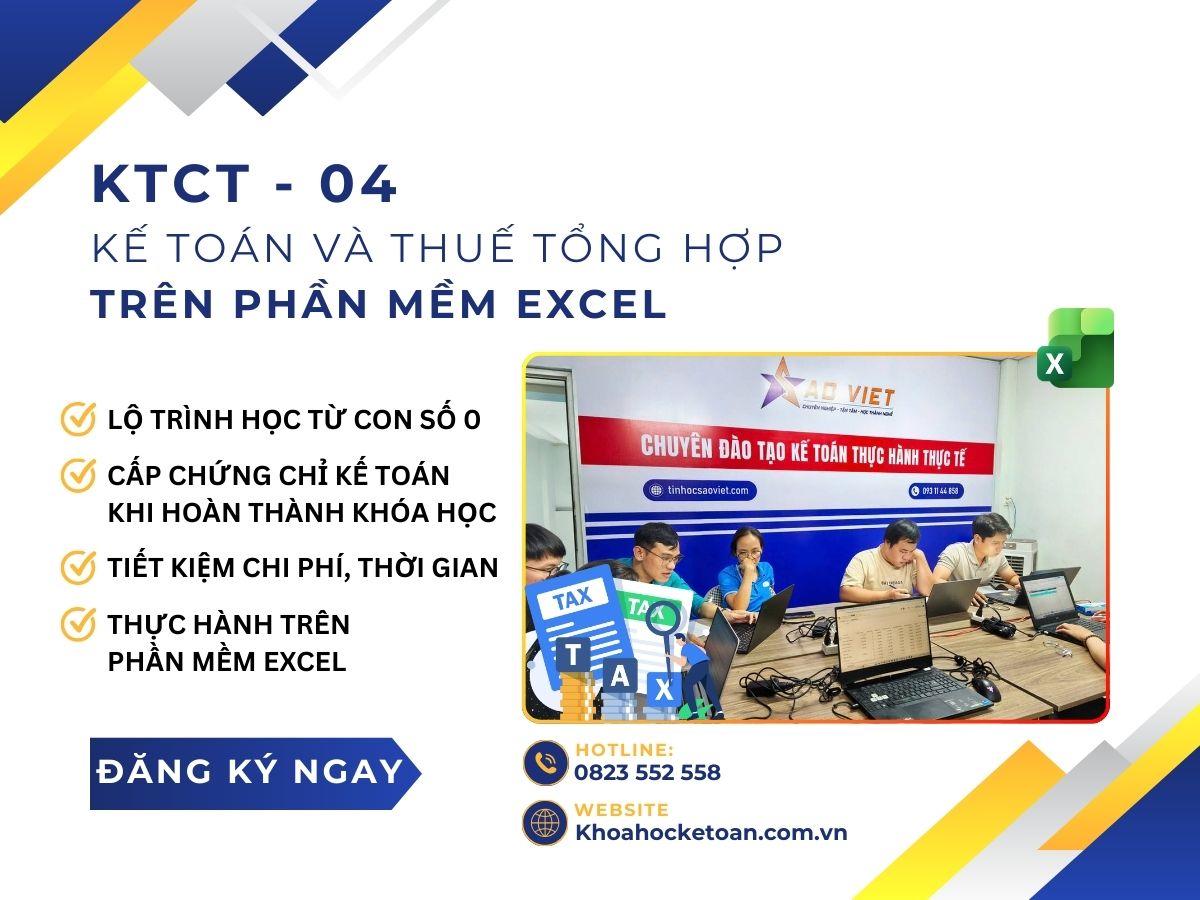khóa học kế toán và thuế tổng hợp trên phần mềm excel