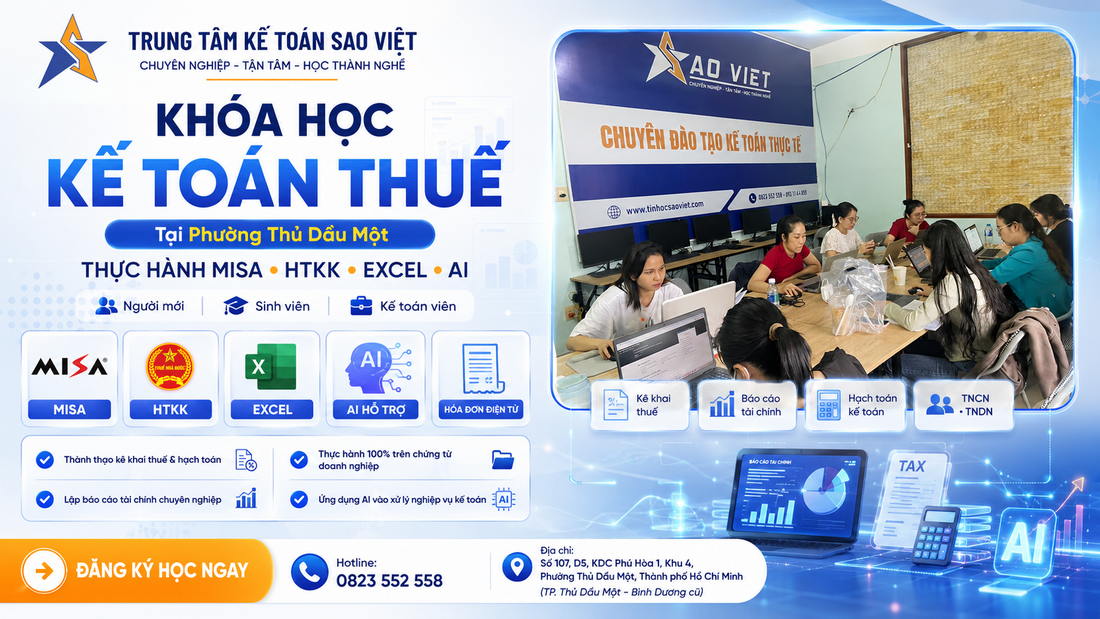 KHÓA HỌC KẾ TOÁN THUẾ TẠI PHƯỜNG THỦ DẦU MỘT