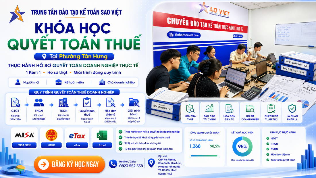 KHÓA HỌC KẾ TOÁN THUẾ TẠI PHƯỜNG TÂN HƯNG