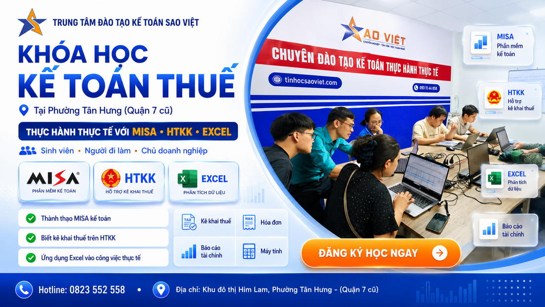 khóa học kế toán thuế ở phường tân hưng