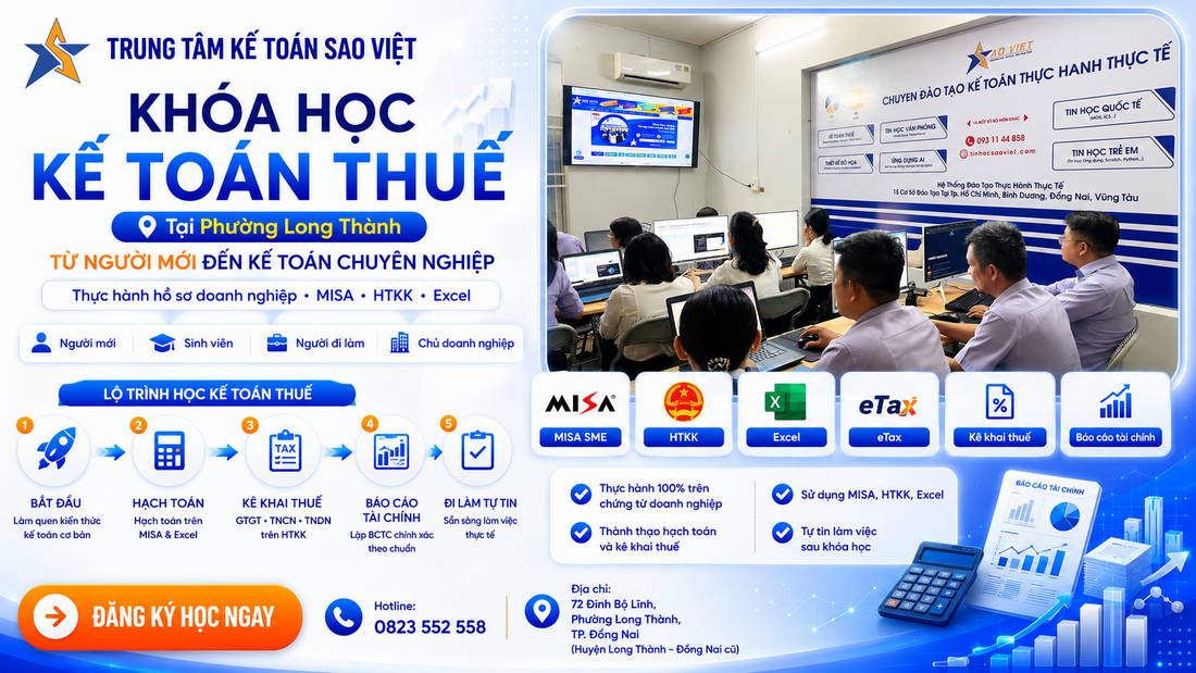 khóa học kế toán thuế tại phường long thành