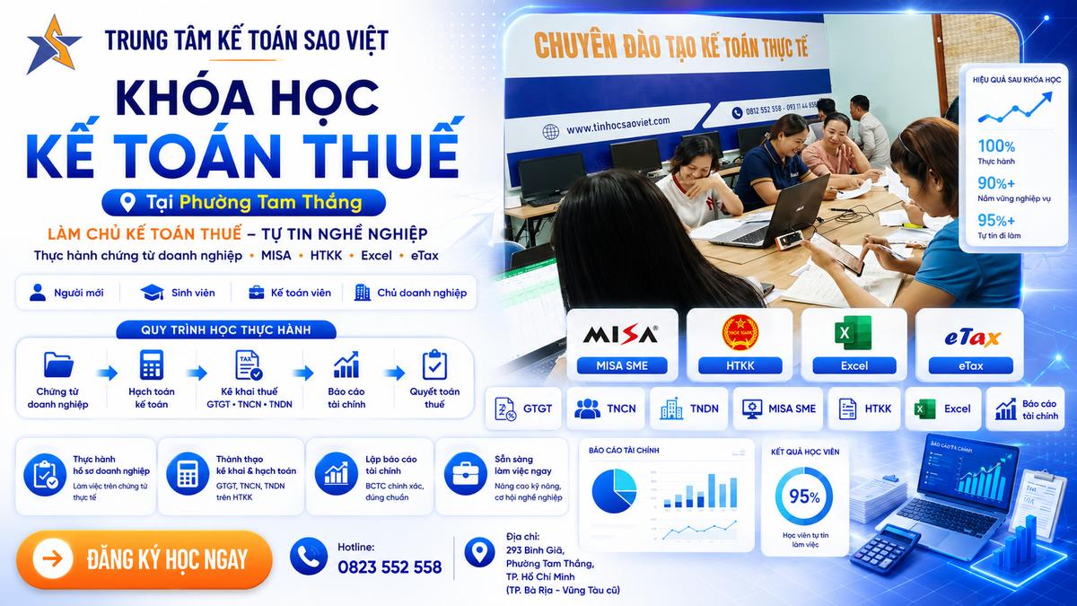Khóa học kế toán thuế tại Phường Tam Thắng