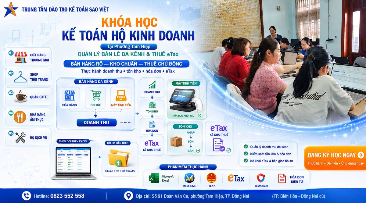 Khóa Học Kế Toán Hộ Kinh Doanh Tại Phường Tam Hiệp