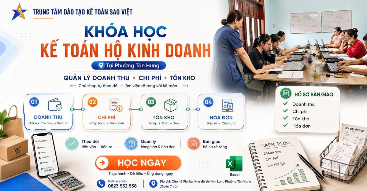 Khóa học kế toán hộ kinh doanh tại phường Tân Hưng