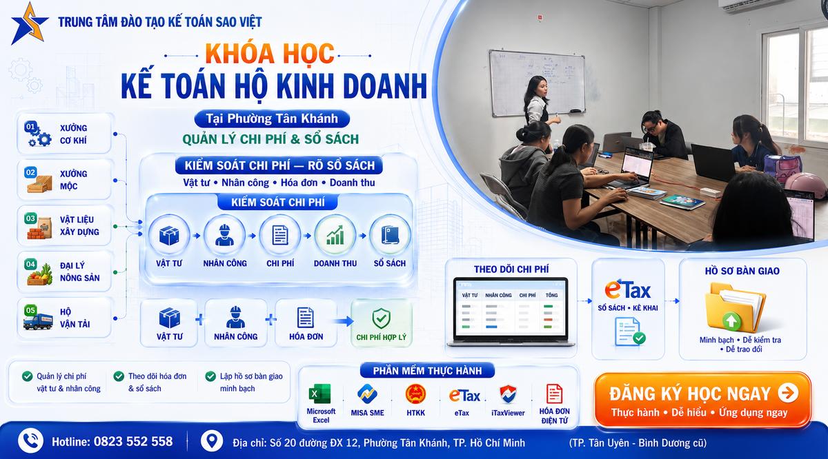 Khóa Học Kế Toán Hộ Kinh Doanh Tại Phường Tân Khánh