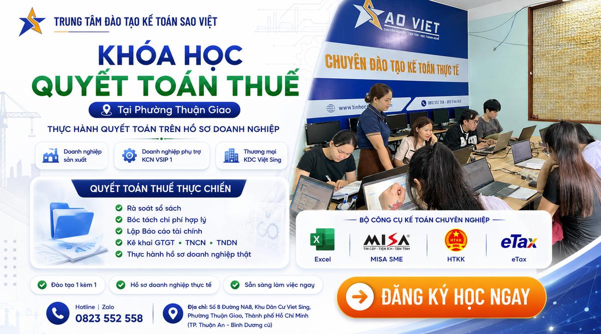 Khóa học kế toán thuế tại phường Thuận Giao